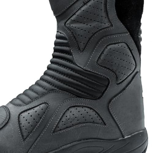 Raida Explorer Motorcycle Boots | Ankle, Shin, & Heel Protection | Memory Foam Insole | Leather (Grey, 7) - Image 4