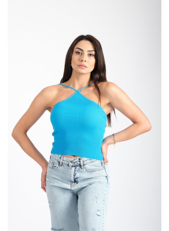 لندونيلا بلوزة قصيرة مع نمط الرسن للرقبة - Free Size - 100125 - Image 1