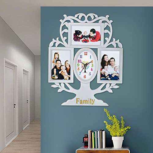 Harbour Analog Latest Stylish New Models Wall Clock with Photo Frames for Home Living Room Hall Bedroom (Size Height 44 CM X Width 34 CM)- Home Decor Big Size Wall Clock WL 715 SN 6 - Image 1