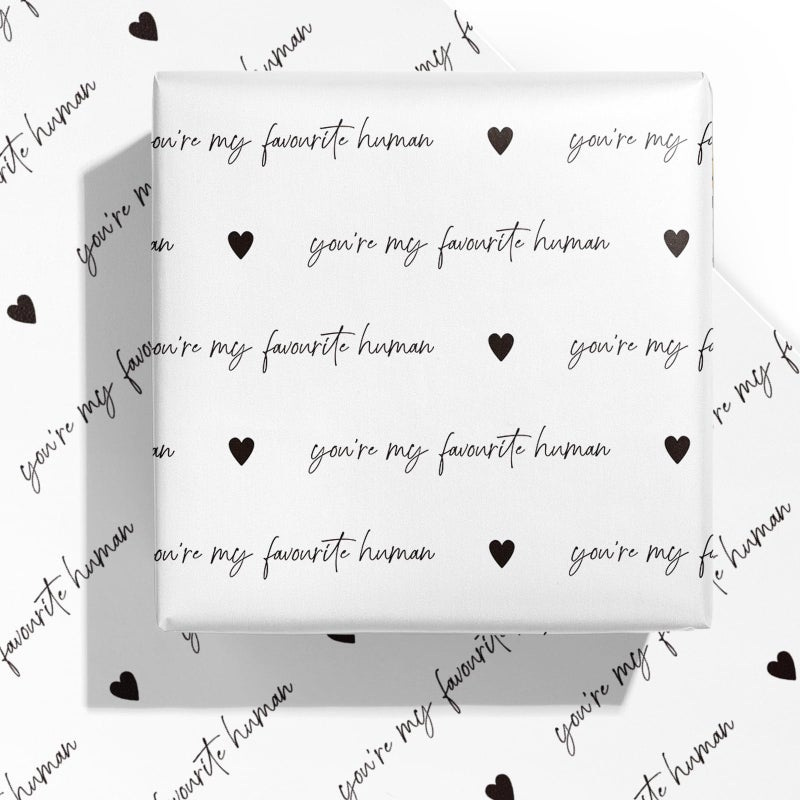 WRAPAHOLIC Valentine's Day Wrapping Paper Sheet - 6 Sheets You're My Favourite Human Design Folded Flat for Wedding, Anniversary, Birthday, Party - 19.7 Inch X 27.5 Inch Per Sheet - Image 1