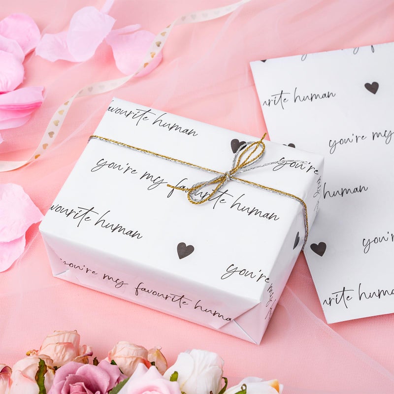 WRAPAHOLIC Valentine's Day Wrapping Paper Sheet - 6 Sheets You're My Favourite Human Design Folded Flat for Wedding, Anniversary, Birthday, Party - 19.7 Inch X 27.5 Inch Per Sheet - Image 4