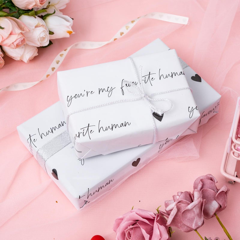 WRAPAHOLIC Valentine's Day Wrapping Paper Sheet - 6 Sheets You're My Favourite Human Design Folded Flat for Wedding, Anniversary, Birthday, Party - 19.7 Inch X 27.5 Inch Per Sheet - Image 5