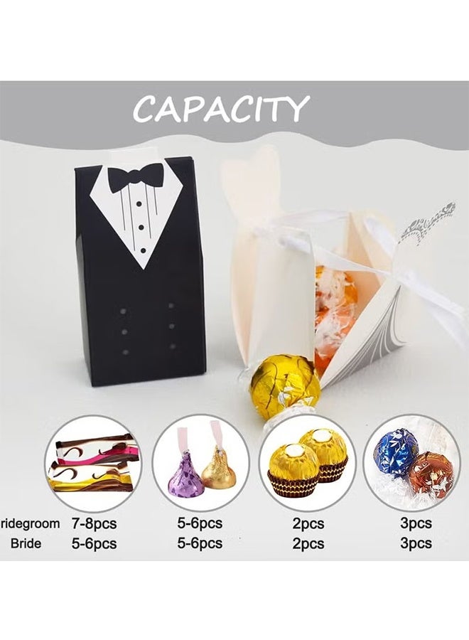 GIFT 50pcs Wedding Favor Boxes Small Party Bride and Groom Candy for Bridal Shower Decorations Dress Tuxedo - Image 4