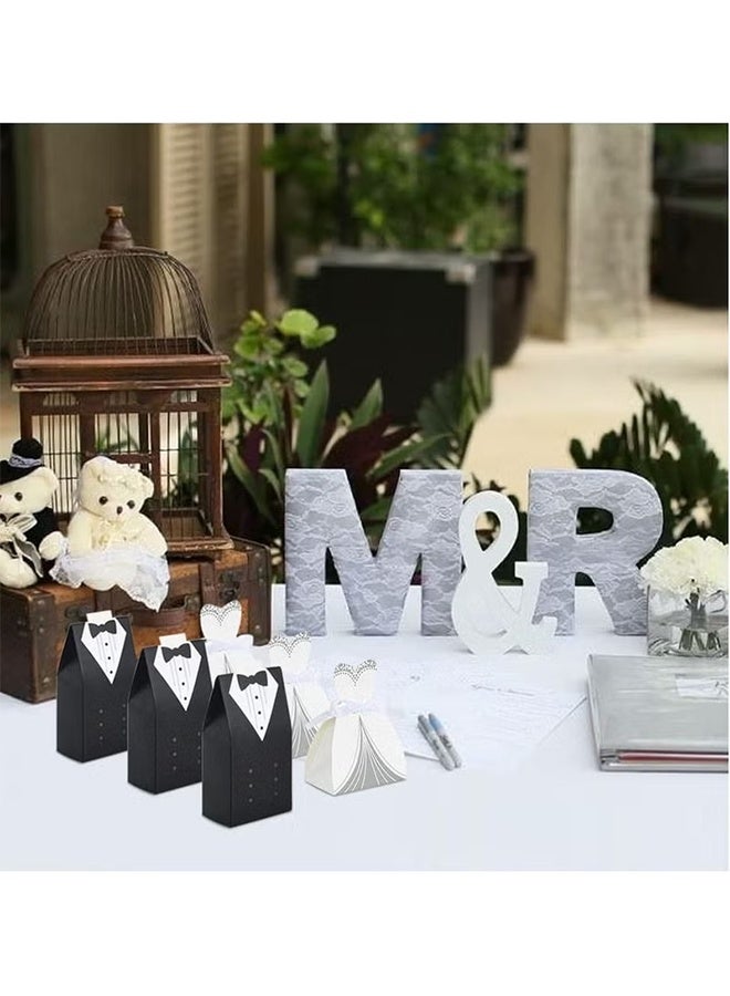 GIFT 50pcs Wedding Favor Boxes Small Party Bride and Groom Candy for Bridal Shower Decorations Dress Tuxedo - Image 5