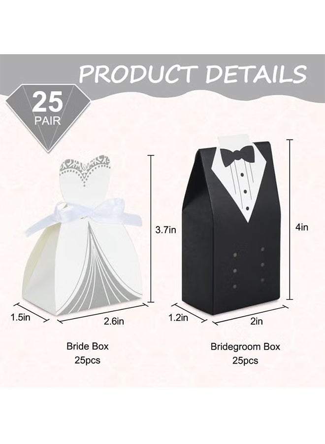 GIFT 50pcs Wedding Favor Boxes Small Party Bride and Groom Candy for Bridal Shower Decorations Dress Tuxedo - Image 2