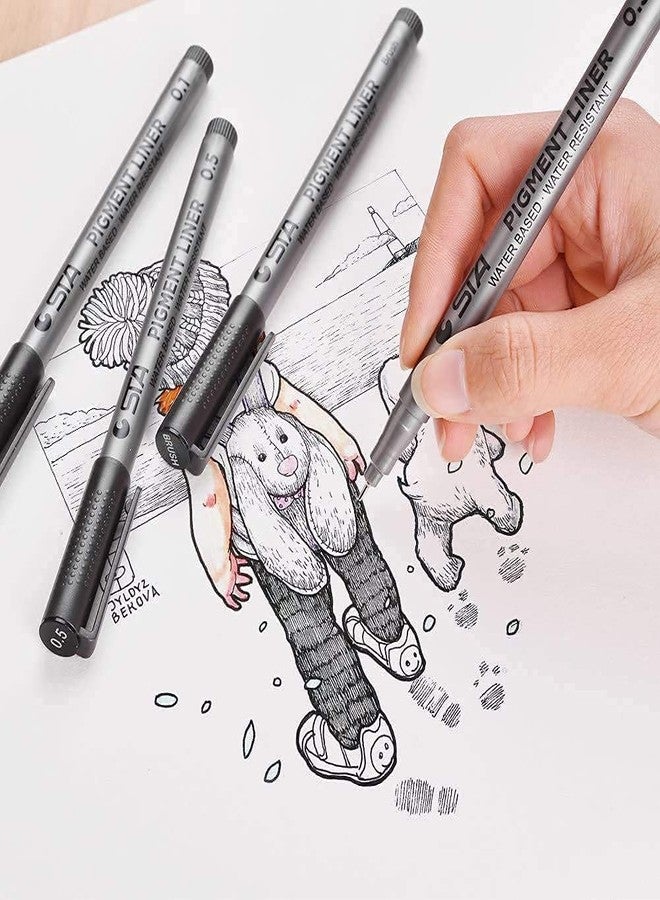 STA Black Fineliner Ink Pens - Waterproof Archival Ink Micro Fine Point Drawing Pens for Sketching, Anime, Manga, Comic, Artist Illustration, Bullet Journaling, Technical Drawing - Image 3