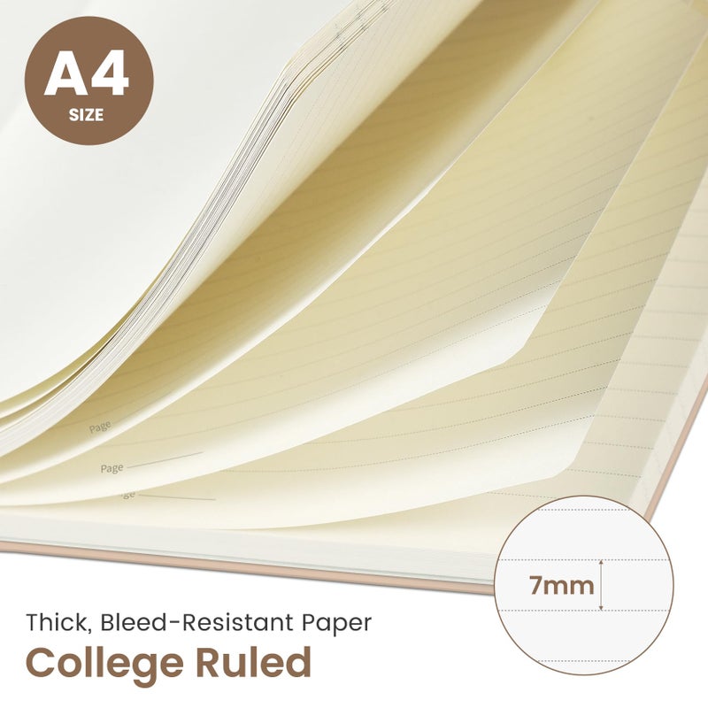 Taja Spiral Lined Notebook, 8.5"x11" Notebooks for Work, Large A4 Journal for Women & Men, College Ruled Journaling Notebook for Writing, Plastic Cover Spiral Journal, Khaki - Image 2