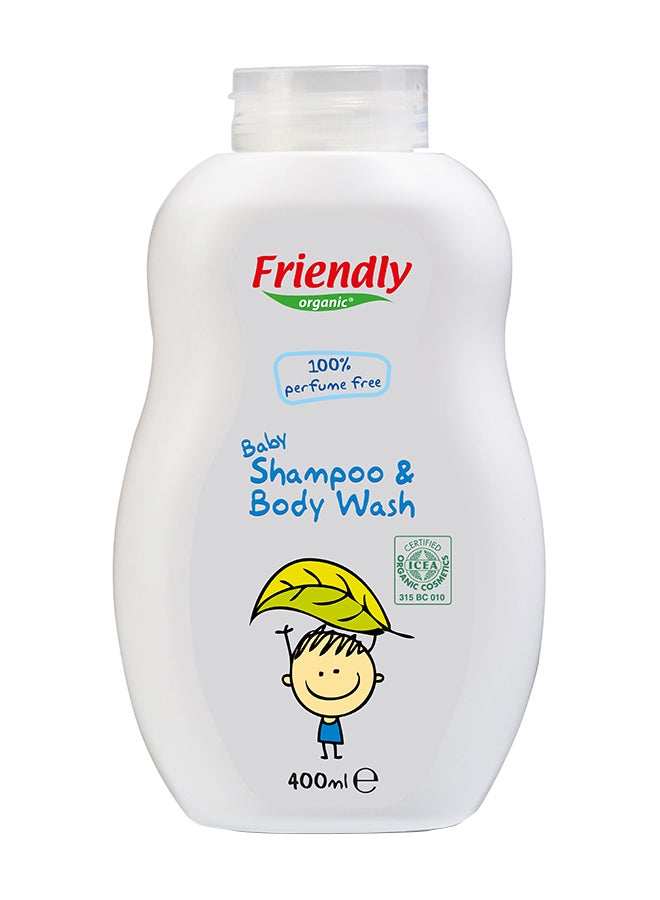 FRIENDLY ORGANIC 2-in-1 Baby Shampoo and Body Foaming Wash  400ml - Healthy Skin Essential - Protect Sesitive Skin - No SLS, SLES or Paraben Free, Fully Organic - Image 1