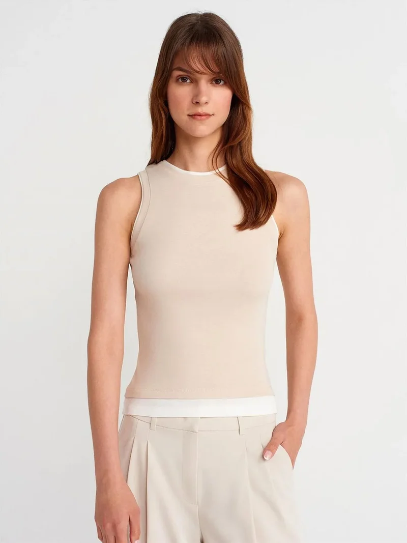 ديلفين Dilvin Sleeveless Ribbed Cotton Blouse