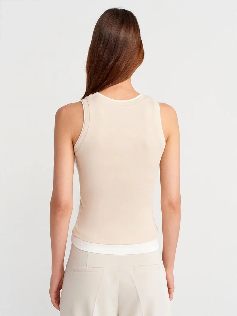 ديلفين Dilvin Sleeveless Ribbed Cotton Blouse