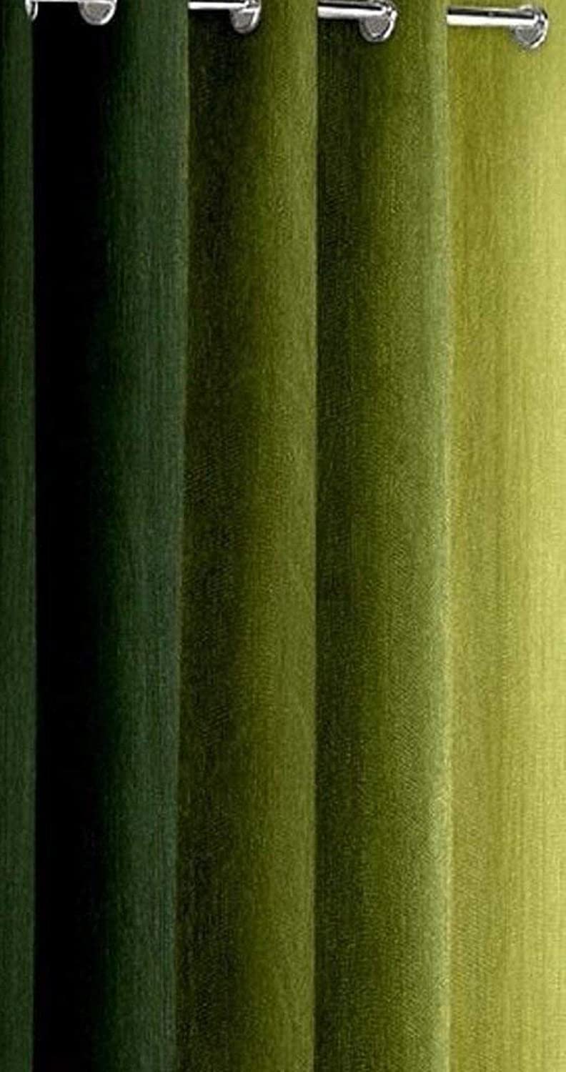 Handloomentic Room Darkening Eyelet Plain Shaded Color Curtains for DoorWindowDrawing RoomLiving Room Green 9ft Set of 2 2PCS_Curtain_Green9ft Polyester  - Image 2
