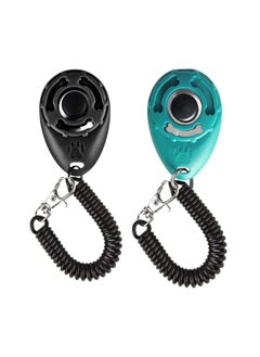 Bukela Pet Trainer, 2 Pack Dog Training Clicker with Wrist Strap, Pet Training Clicker with Big Button Effective Behavioral Training Tool for Cats Birds Puppy Recall (Blue and Black)  - Image 1