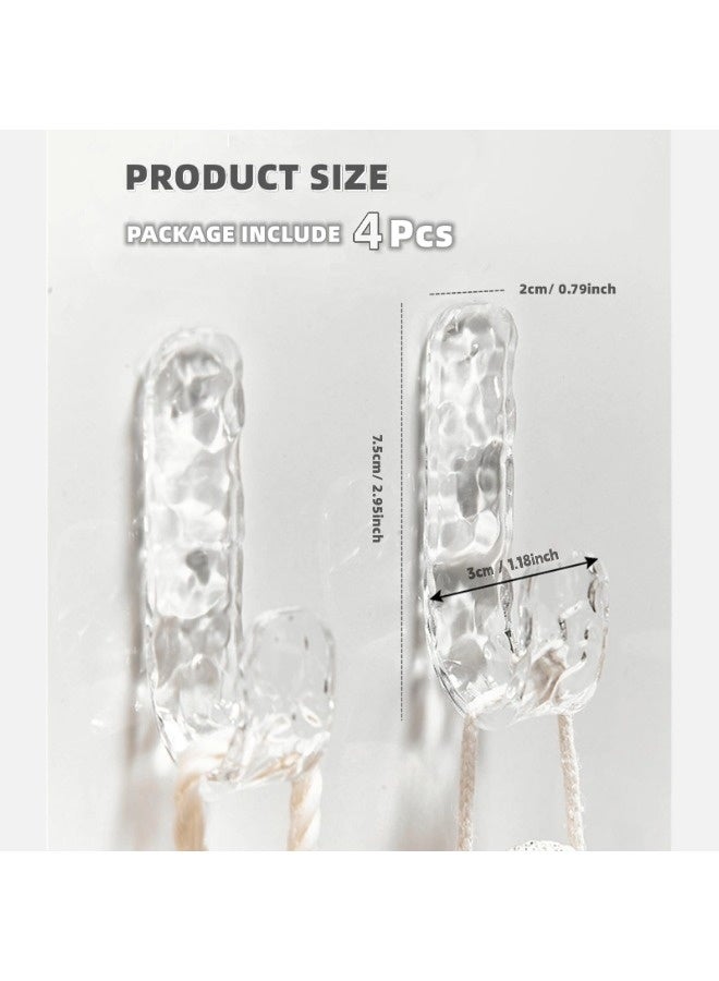 ShebSheb 4 Packs Acrylic Glacier Pattern Bathroom Hooks for Inside Shower, Damage Free Wall Hooks for Bathroom, Suitable for Hanging Small Brush, Loofah, and Sponge - Image 5