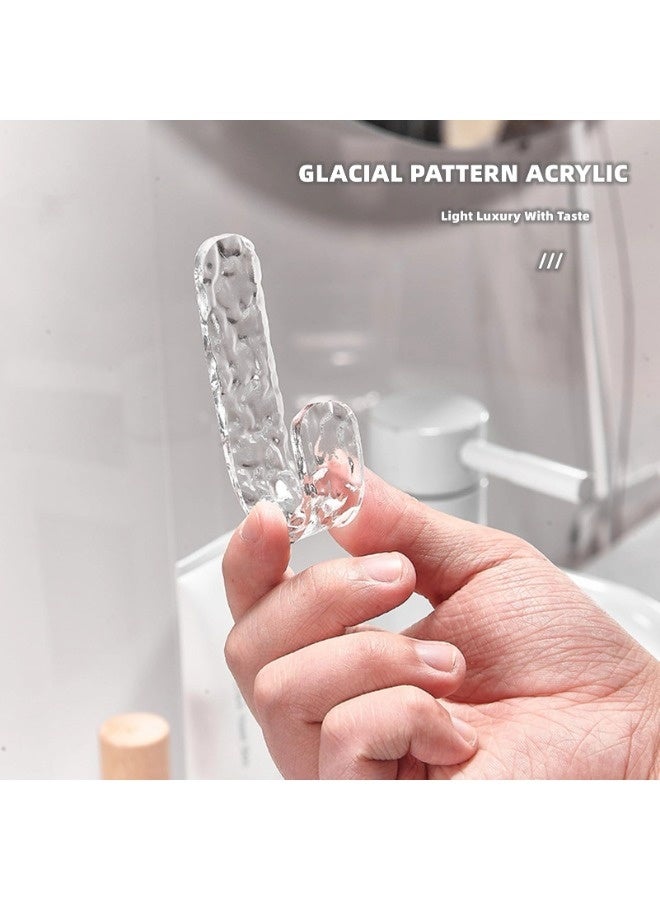 ShebSheb 4 Packs Acrylic Glacier Pattern Bathroom Hooks for Inside Shower, Damage Free Wall Hooks for Bathroom, Suitable for Hanging Small Brush, Loofah, and Sponge - Image 2