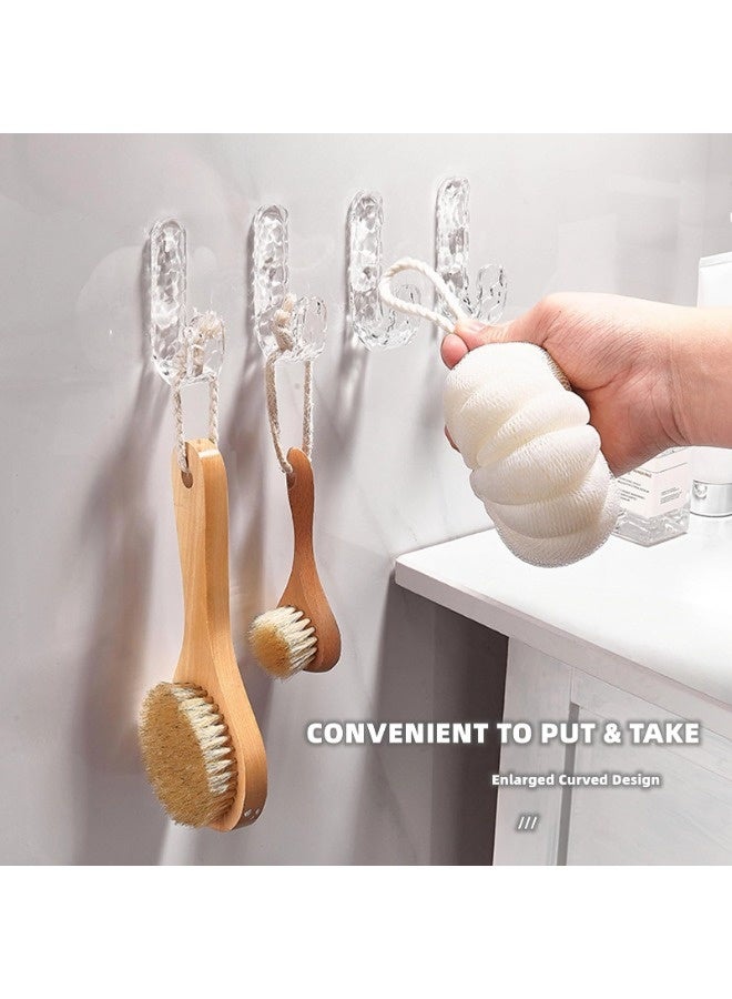 ShebSheb 4 Packs Acrylic Glacier Pattern Bathroom Hooks for Inside Shower, Damage Free Wall Hooks for Bathroom, Suitable for Hanging Small Brush, Loofah, and Sponge - Image 4