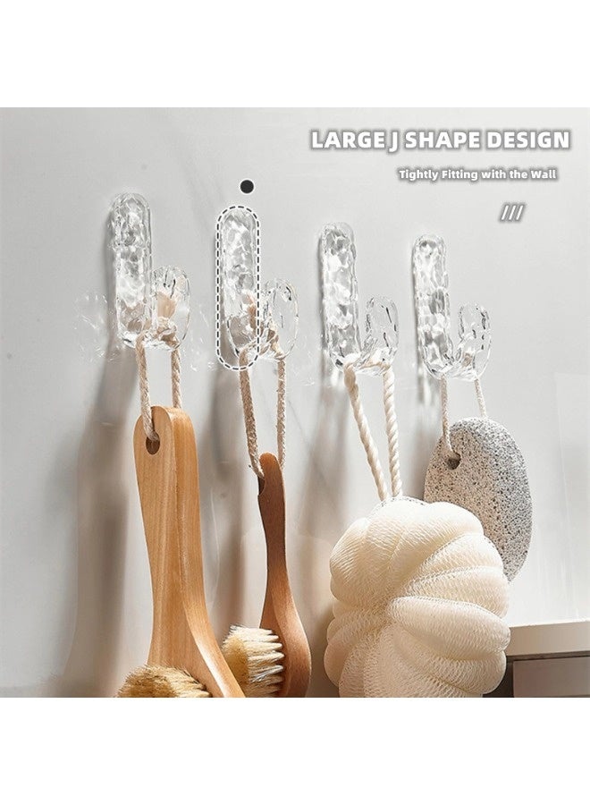 ShebSheb 4 Packs Acrylic Glacier Pattern Bathroom Hooks for Inside Shower, Damage Free Wall Hooks for Bathroom, Suitable for Hanging Small Brush, Loofah, and Sponge - Image 3