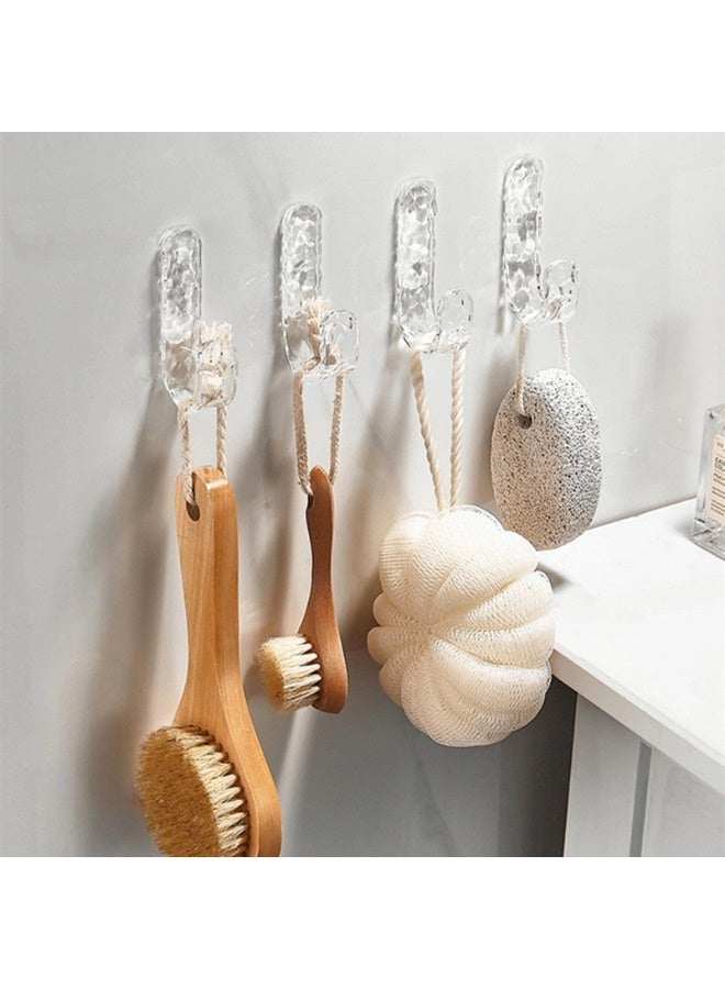 ShebSheb 4 Packs Acrylic Glacier Pattern Bathroom Hooks for Inside Shower, Damage Free Wall Hooks for Bathroom, Suitable for Hanging Small Brush, Loofah, and Sponge - Image 1