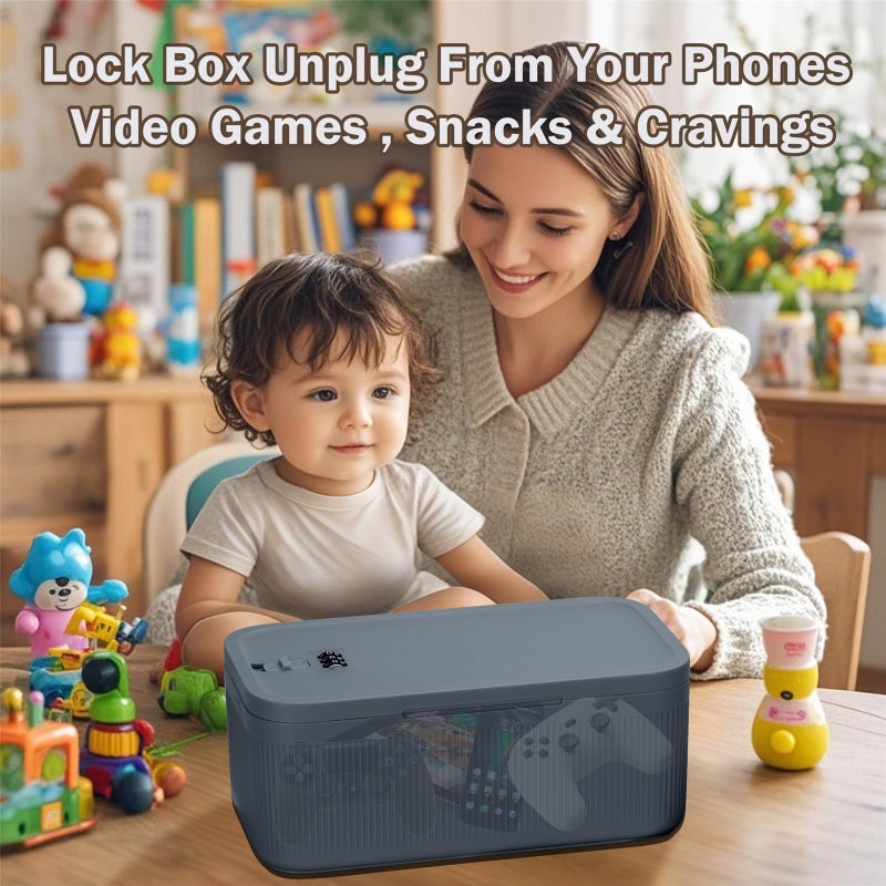 iBune Medicine Lock Box with Code, Lockable Storage Box, Small Lock Box for Medication Safe/Personal Items/Home/Office/Dorm, Navy Grey, Navy Grey - Image 4