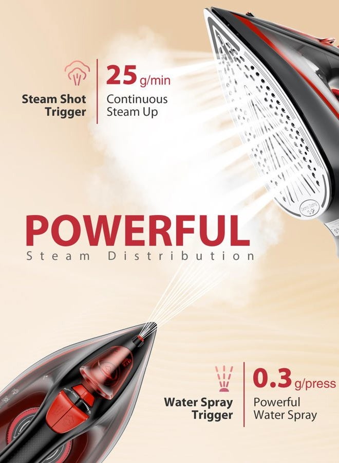 Sundu Irons Steamer for Clothes, Non-Stick Ceramic Soleplate, 500 Microsteam Holes, Powerful Steam Iron, Lightweight, Auto shutoff, Self-Cleaning, 12.31oz Water Tank Ironing Clothes for All Fabrics - Image 4
