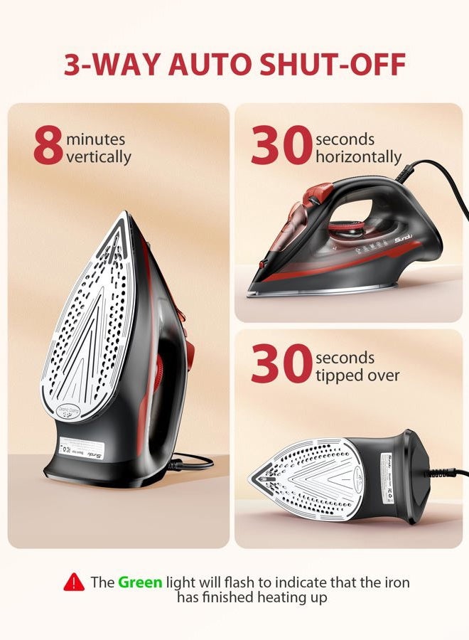 Sundu Irons Steamer for Clothes, Non-Stick Ceramic Soleplate, 500 Microsteam Holes, Powerful Steam Iron, Lightweight, Auto shutoff, Self-Cleaning, 12.31oz Water Tank Ironing Clothes for All Fabrics - Image 5