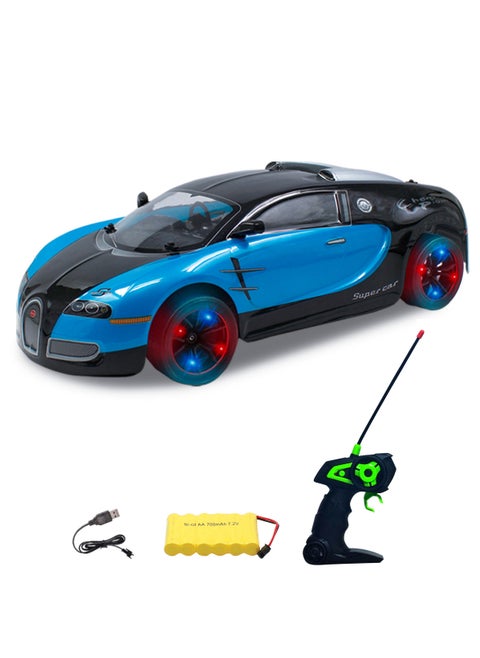 High Speed 4WD 1:10 Scale Drift RC Toy Car 27 MHz with LED Wheels With Rechargeable Battery