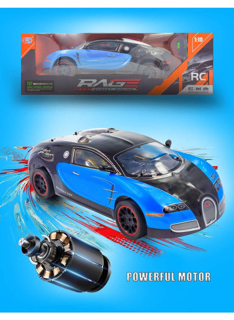 LB - High Speed 4WD 1:10 Scale Drift RC Toy Car 27 MHz with LED Wheels With Rechargeable Battery - Image 1