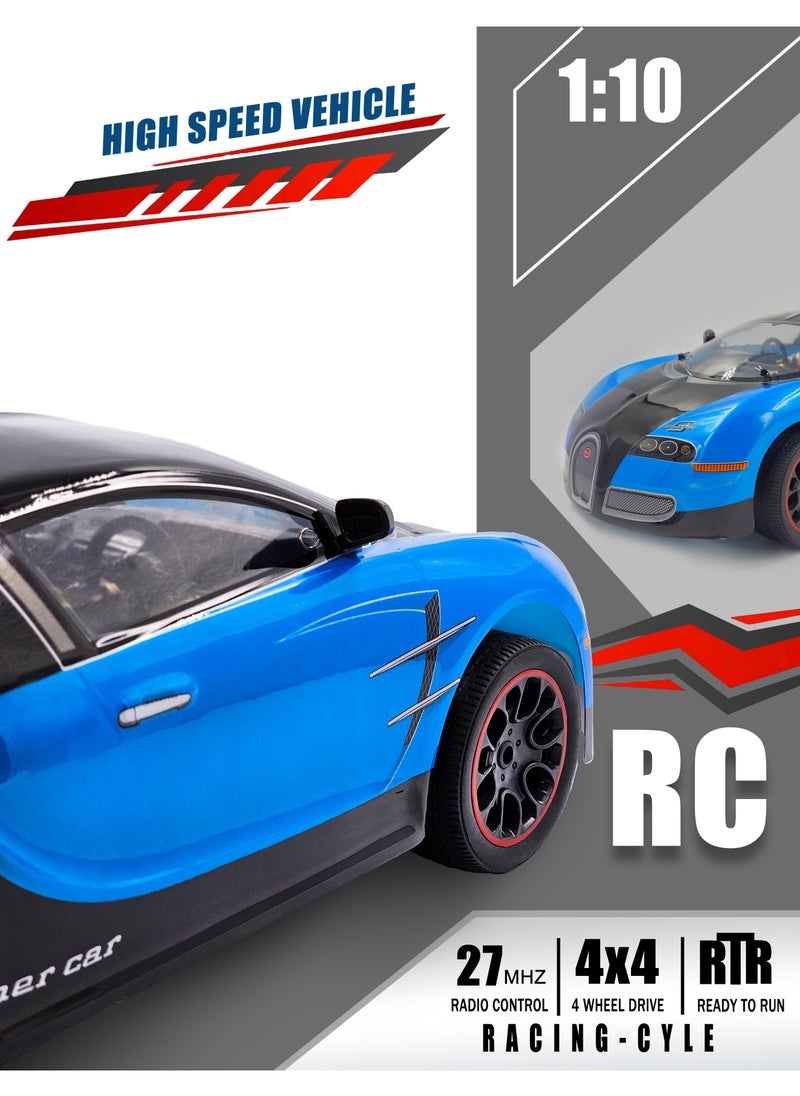 LB - High Speed 4WD 1:10 Scale Drift RC Toy Car 27 MHz with LED Wheels With Rechargeable Battery - Image 1