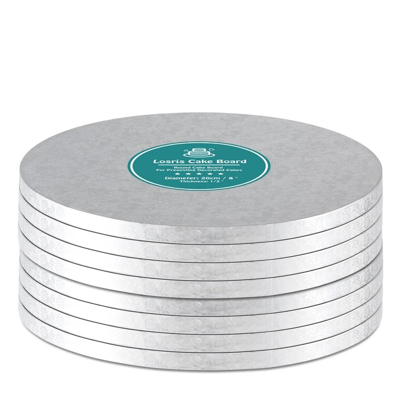 Silver Cake Drum Round 16 Inch Cake Boards with 12Inch Thick Smooth Edges for Multi Tiered Birthday Wedding Party Cake Drums Board