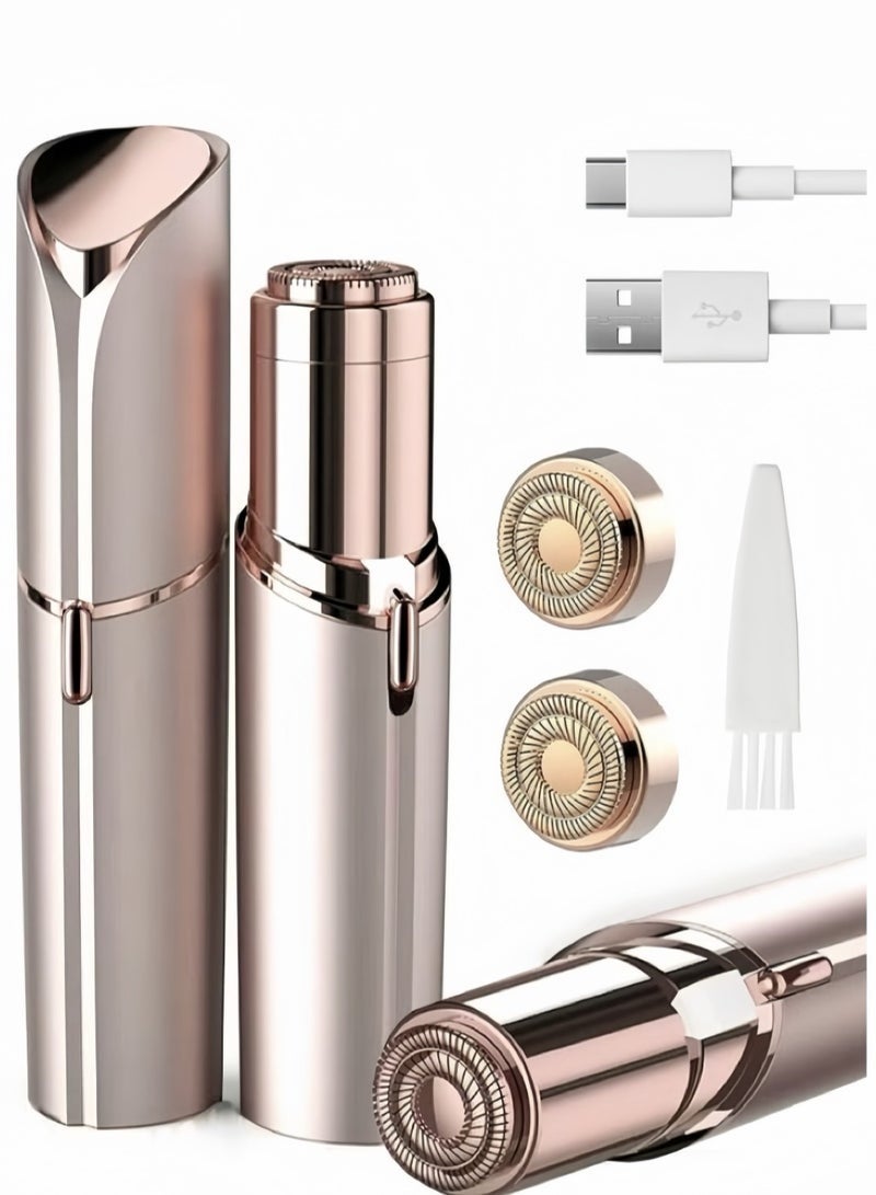 Bukela Facial Hair Removal for Women, Painless Epilator Hair Remover Device Lady Face Electric Razor for Lip, Chin, arms with USB Rechargeable Included 2 pc Replacement Heads - Image 1