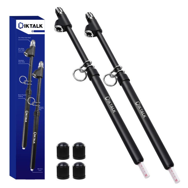 DikTalk 2Pack Heavy Duty Dual Head Tire Pressure Gauge 10150 PSI 110 Bar for Semi Trucks RVs Cars Motorcycles 12 Inch - Image 3
