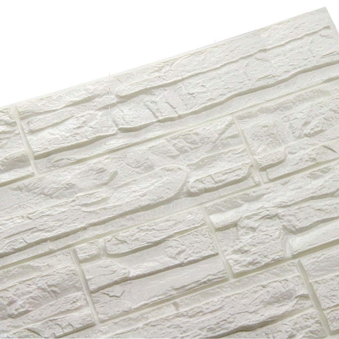 3D BRICK TEXTURED PATTERN WALL PANELS WALLPAPER SELFADHESIVE PE FOAM WATERPROOF MODERN STYLE FOR LIVING ROOM BEDROOM KITCHEN WALL COVERING BACKGROUND DECORATION 12PCS465SQFT12PCS WHITE