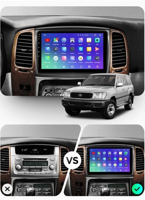 For Toyota Land Cruiser VXR 2002 -2007 Android Car Stereo 4GB RAM Support Apple Carplay Android Auto Wireless Fast Interface AHD Camera Included SIM Card Bluetooth USB Video