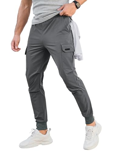 Comdecevis Men's Cargo Jogger Pants Stretch Sweatpants Slim Fit Tactical Pants with Zipper Pockets Casual Trousers Medium Gray X-Large - Image 1