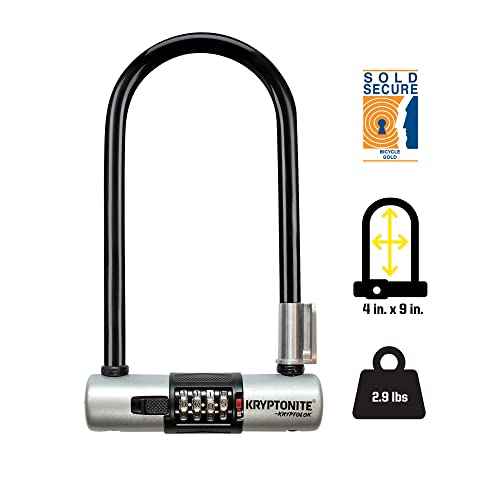 Kryptonite KryptoLok Combo Bike U-Lock, Anti-Theft Security, 12.7mm Steel Shackle, 4-Digit Resettable Combination, U-Shape, Black - Image 3