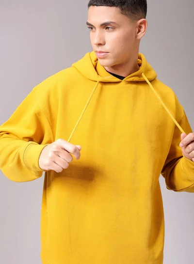 شركة المرآب الهندية Men Oversized Solid Overhead Hooded Sweatshirt