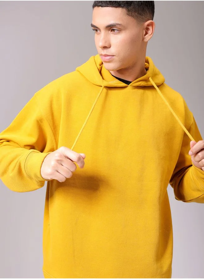شركة المرآب الهندية Men Oversized Solid Overhead Hooded Sweatshirt