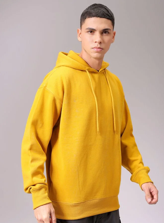 The Indian Garage Co Men Oversized Solid Overhead Hooded Sweatshirt