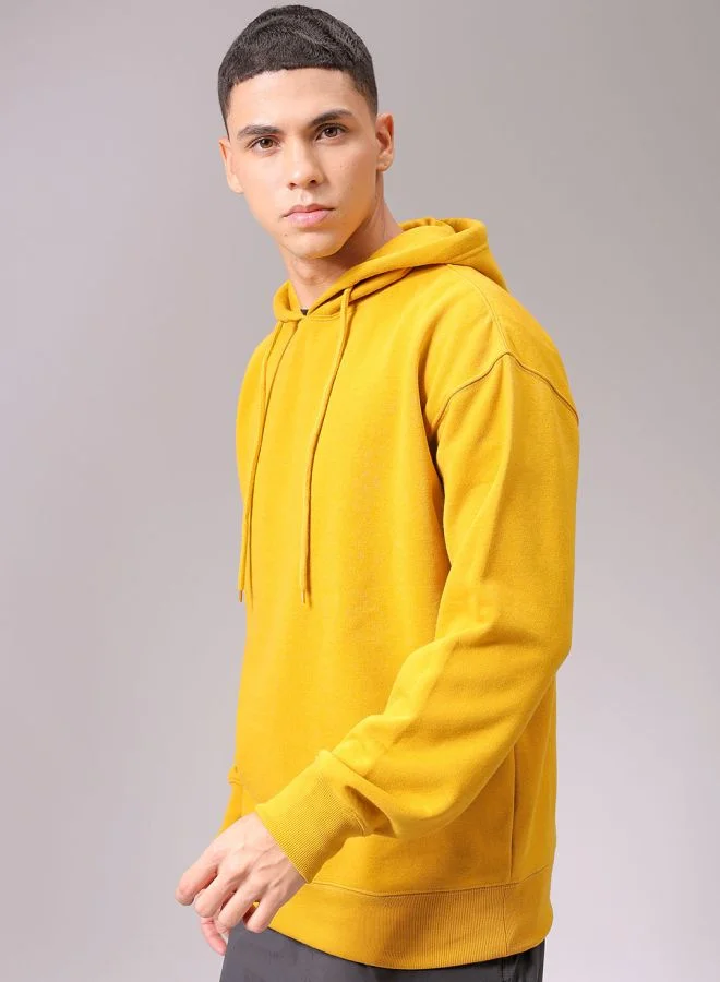 The Indian Garage Co Men Oversized Solid Overhead Hooded Sweatshirt