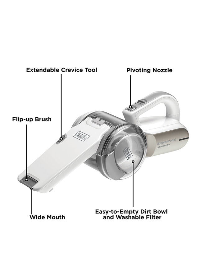 BLACK+DECKER Cordless Handheld Vacuum Cleaner, 14.4V 1.5Ah Li-Ion, 27.5 Air Watts, Pivoting Nozzle, Compact Cordless Vacuum, Ideal for Home & Car, Easy Storage, 440 ml PV1420L-B5 White/Grey - Image 2