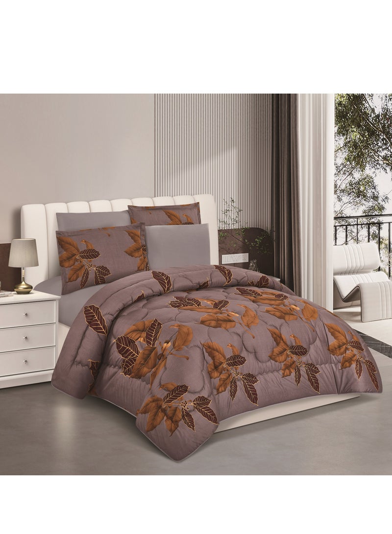 ستارجولد لحاف مطبوع فائق النعومة، طقم 6 قطع، قماش ميكروفايبر عالي الجودة، تصميم أنيق ومتميز، متين، مثالي لغرفة النوم المنزلية مقاس 240×220 سم - Image 1