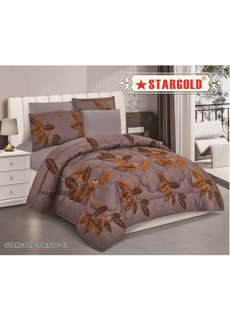 ستارجولد لحاف مطبوع فائق النعومة، طقم 6 قطع، قماش ميكروفايبر عالي الجودة، تصميم أنيق ومتميز، متين، مثالي لغرفة النوم المنزلية مقاس 240×220 سم - Image 2