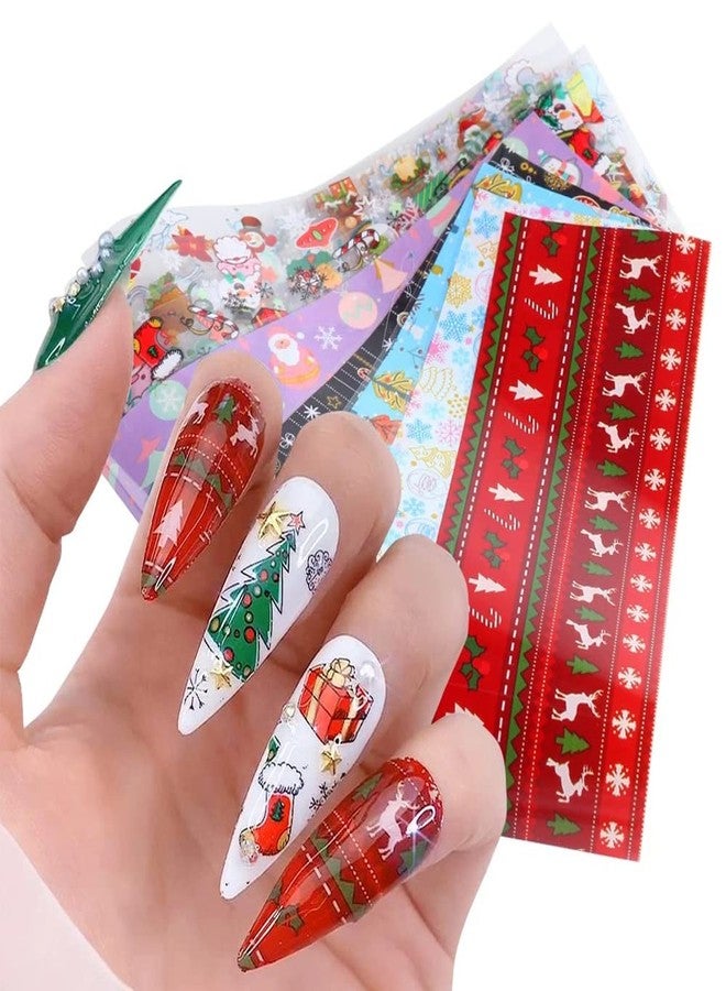 Adonisaon Christmas Nail Stickers Decals Nail Foil Transfer Sticker 10 Sheets Christmas Santa Tree Snowflake Deer Xmas Holiday Decorations Stickers for Manicure Supplies - Image 5