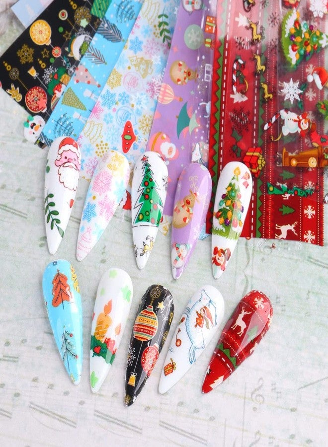 Adonisaon Christmas Nail Stickers Decals Nail Foil Transfer Sticker 10 Sheets Christmas Santa Tree Snowflake Deer Xmas Holiday Decorations Stickers for Manicure Supplies - Image 4