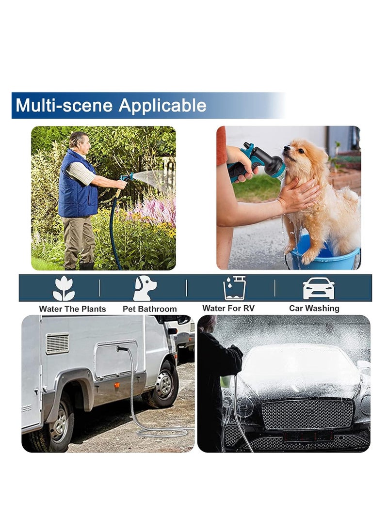 Cool Baby Style COOLBABY Garden Hose Garden Retractable Hose with 3/4&#34;, 1/2 Fitting and 16mm Universal Adapter Garden Hose with 10 Patterns of Water Spray Guns for Garden Garden Watering Car Washing Pet Bath  - Image 4