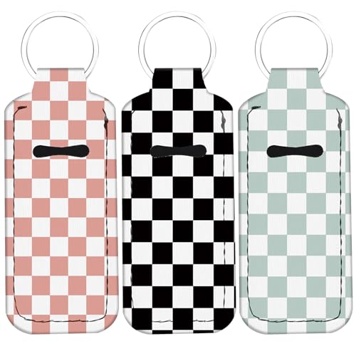 WXCYDG Checkered Chapstick Holder Keychain,Chapsticks Lip Balm Holder Key Chain,Lip Balm Keychain Holder with Clip - Image 1