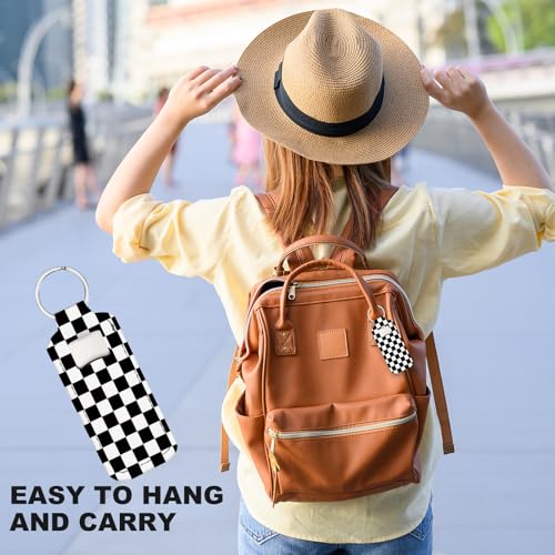 WXCYDG Checkered Chapstick Holder Keychain,Chapsticks Lip Balm Holder Key Chain,Lip Balm Keychain Holder with Clip - Image 4