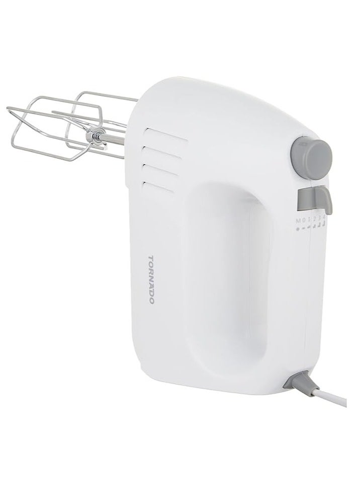 Tornado 300 Watt Hand Mixer with 4 Speeds and Turbo Speed, White, Model HM-300T
