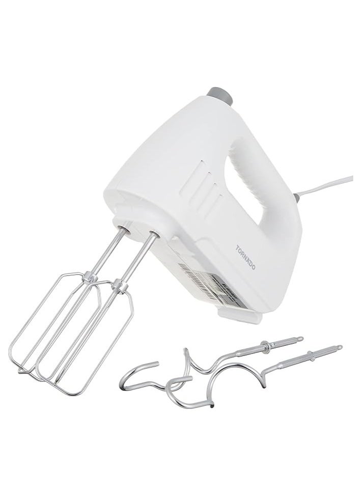 Tornado 300 Watt Hand Mixer with 4 Speeds and Turbo Speed, White, Model HM-300T