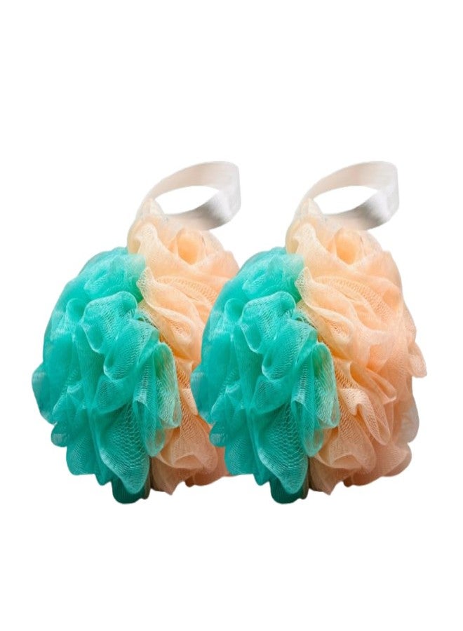 RAPIDO Dual-Colour Bath Loofah | Bath Loofah Sponge Scrubber | Premium Mesh Sponge Set (Turquise, Pack of 2) - Image 1