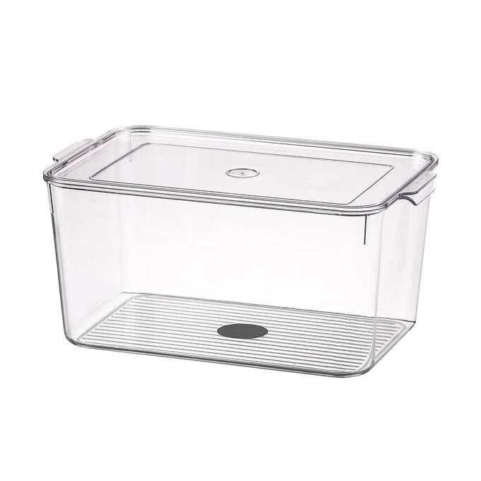 STACKABLE REFRIGERATOR ORGANIZER FOR VEGETABLE AND FRUIT FRIDGE STORAGE CONTAINER WITH LID CAPACITY 3L PACK OF 01 ACRYLIC